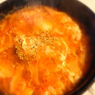 卵入り♡味噌キムチスープ